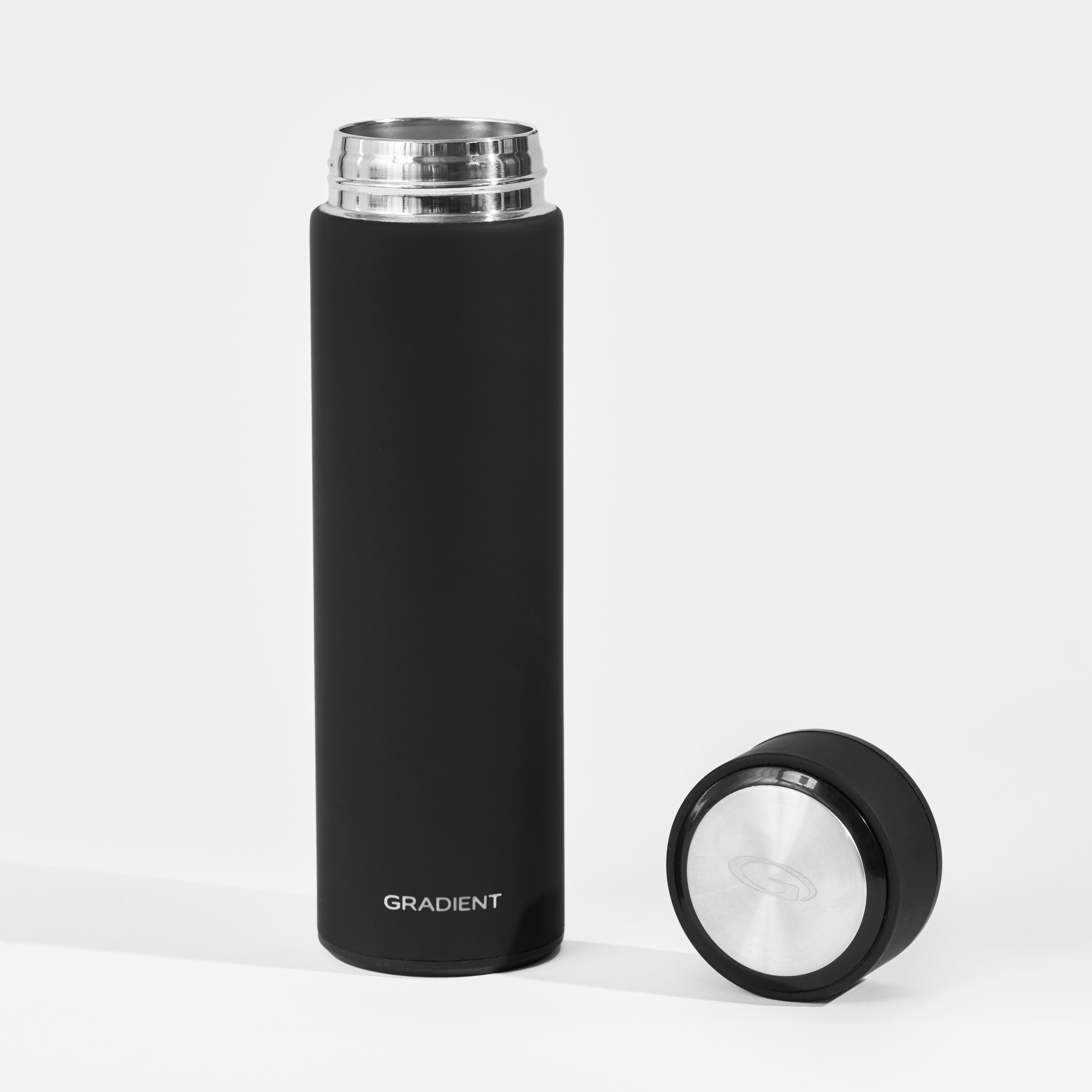 Black Stainless Steel Water Bottle – with Built-In Tea Infuser